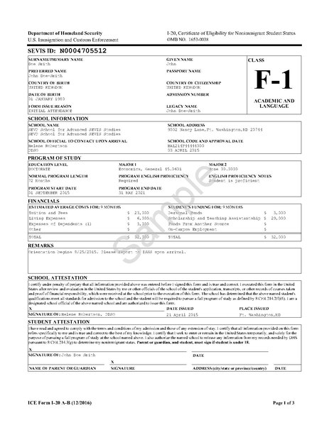 I-20 sample form